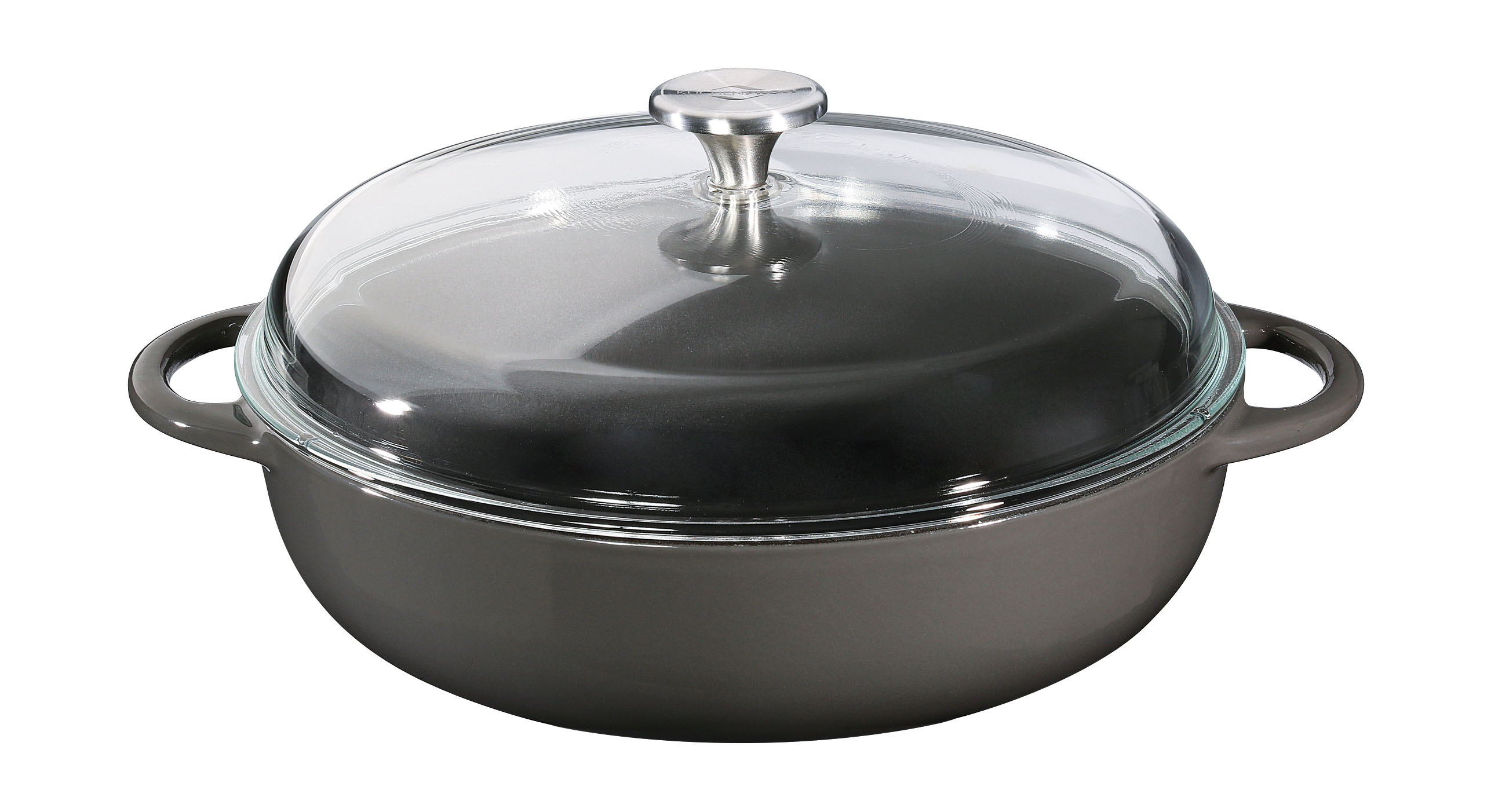 Küchenprofi Bauernpfanne mit Glasdeckel 28 cm pearl grey | tischwelt.de