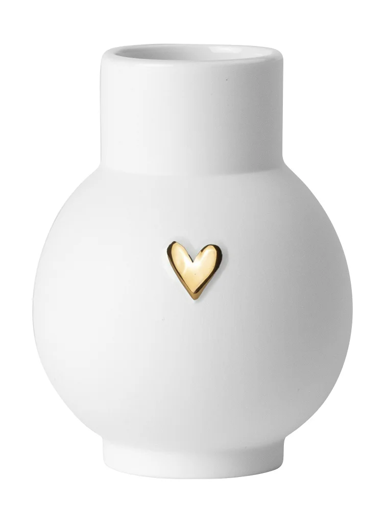 Mini-Kugelvase Herz Gold 9 cm Lovely weiß