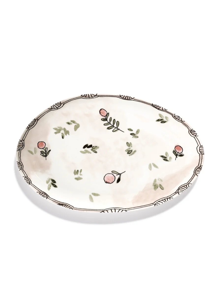 Teller °2 35x22 cm Midnight Flowers Mirtillo Nude