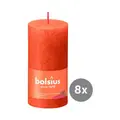 8er Pack Stumpenkerze 100/50 Rustik Shine herbstliches orange 35 Bolsius