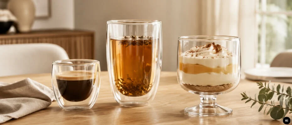3 Gläser Varianten auf einem Tisch