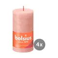 4er Pack Stumpenkerze 130/68 Rustik Shine nebliges rosa 04 Bolsius