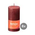 8er Pack Stumpenkerze 100/50 Rustik Shine samtrot 47 Bolsius