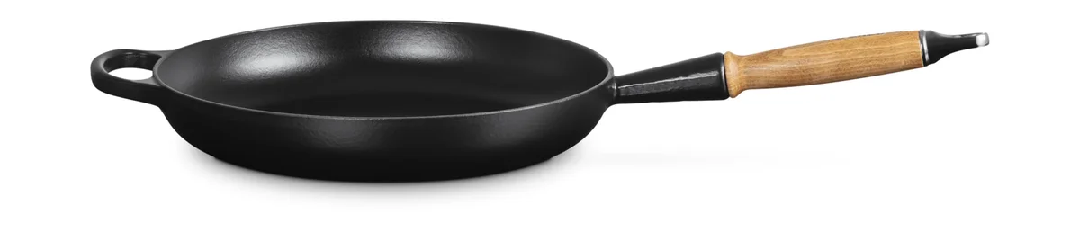Bratpfanne 28 cm m. Holzgriff schwarz Guss