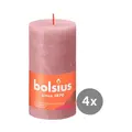 4er Pack Stumpenkerze 130/68 Rustik Shine eschen rose 39 Bolsius