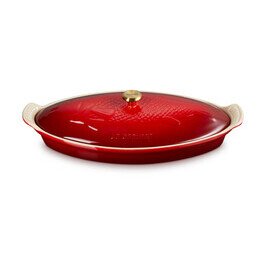 Fischbackform mit Deckel 34 cm Tradition Kirschrot Le Creuset