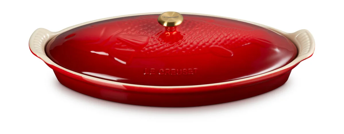 Fischbackform mit Deckel 34 cm Tradition Kirschrot
