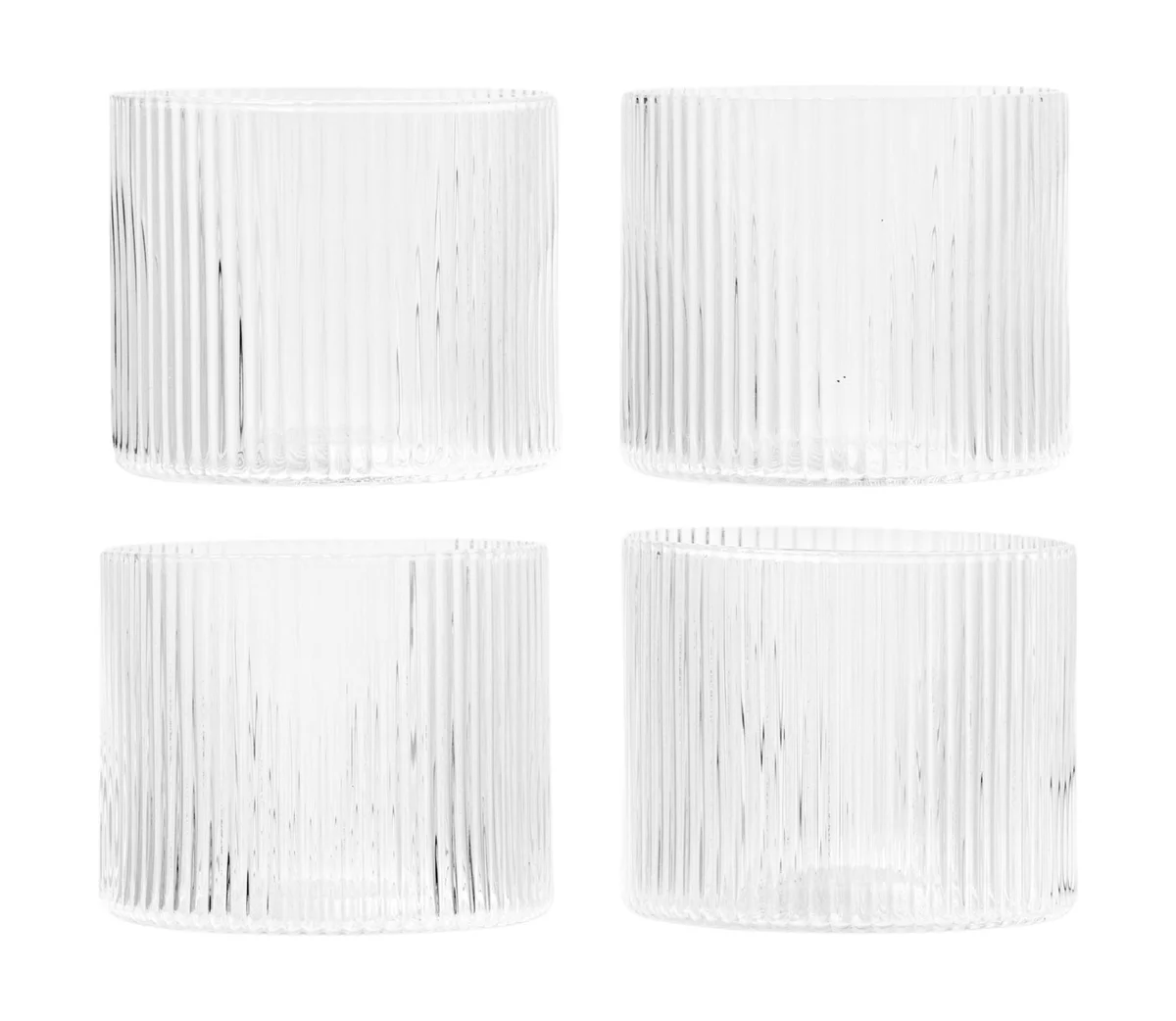 Glas 4er-Set Ripple klar