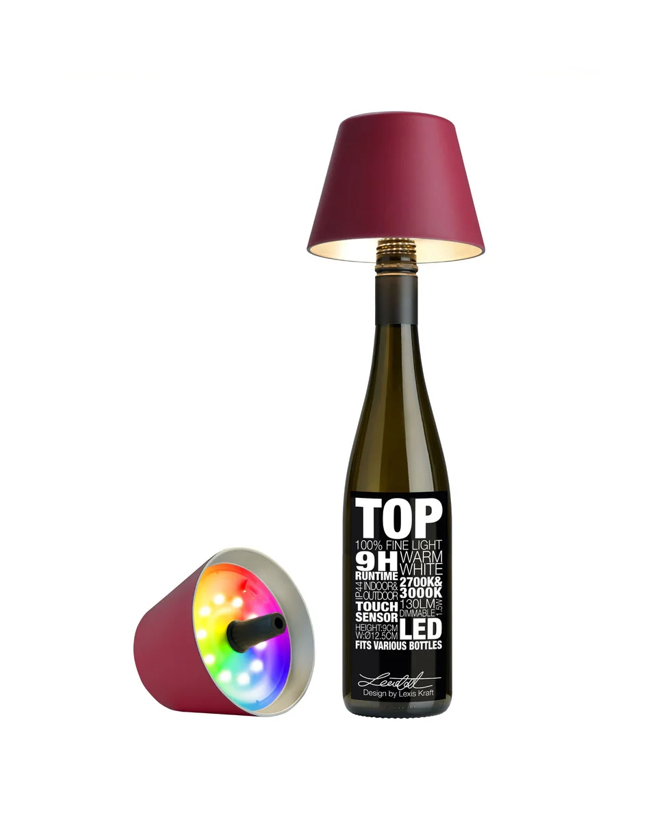 LED-Leuchte 11 cm 1,3 W Top 2.0 bordeaux mit RGB-Farbwechsel