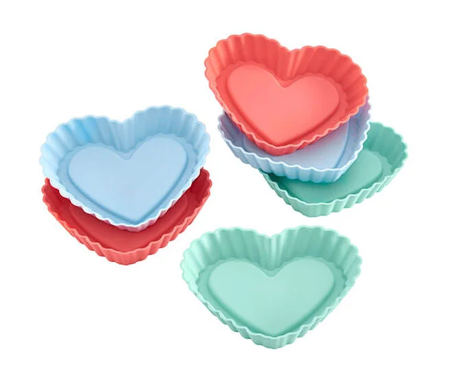 Mini-Herzförmchen 6er-Set FlexiForm Tortelette mehrfarbig