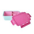 Lunchbox mint mit rosa Deckel und drei austauschbaren Fächern in rosa Rice