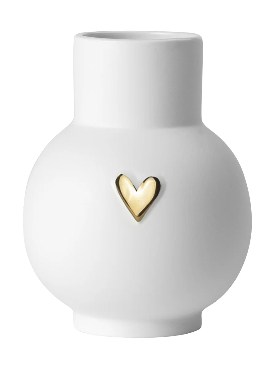Kugelvase Herz Gold 13 cm Lovely weiß