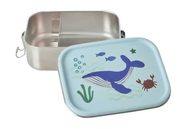 Edelstahl-Lunchbox m. herausnehmb. Trennw. Blue Ocean 800ml 6x12x17cm