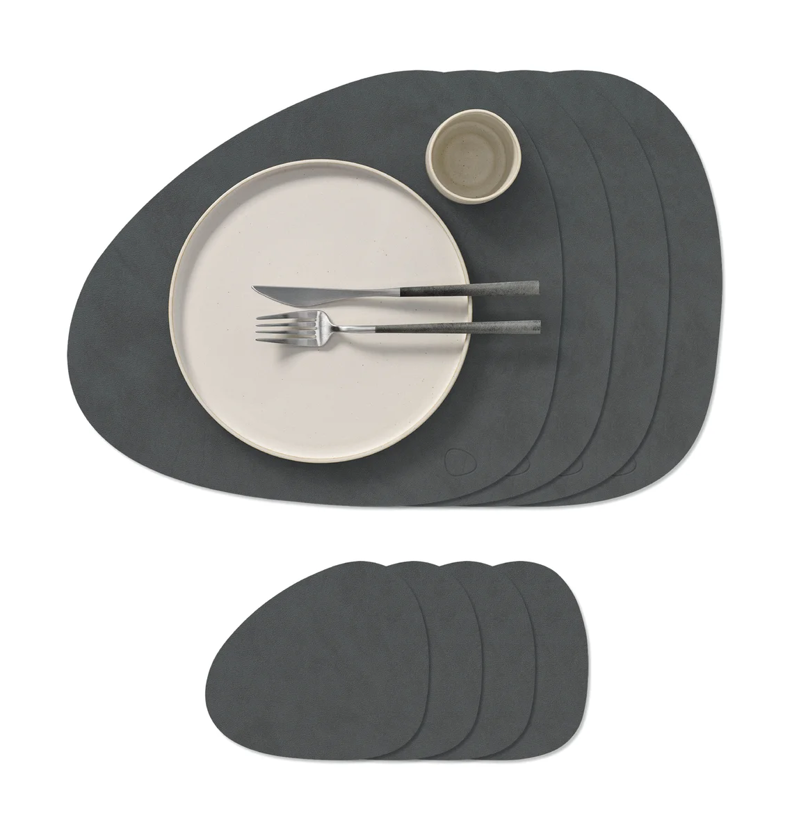 Platz- und Glasuntersetzer Geschenk-Set 8-tlg. Curve Nupo anthracite