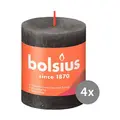 4er Pack Stumpenkerze 80/68 Rustik Shine stürmisches grau 31 Bolsius