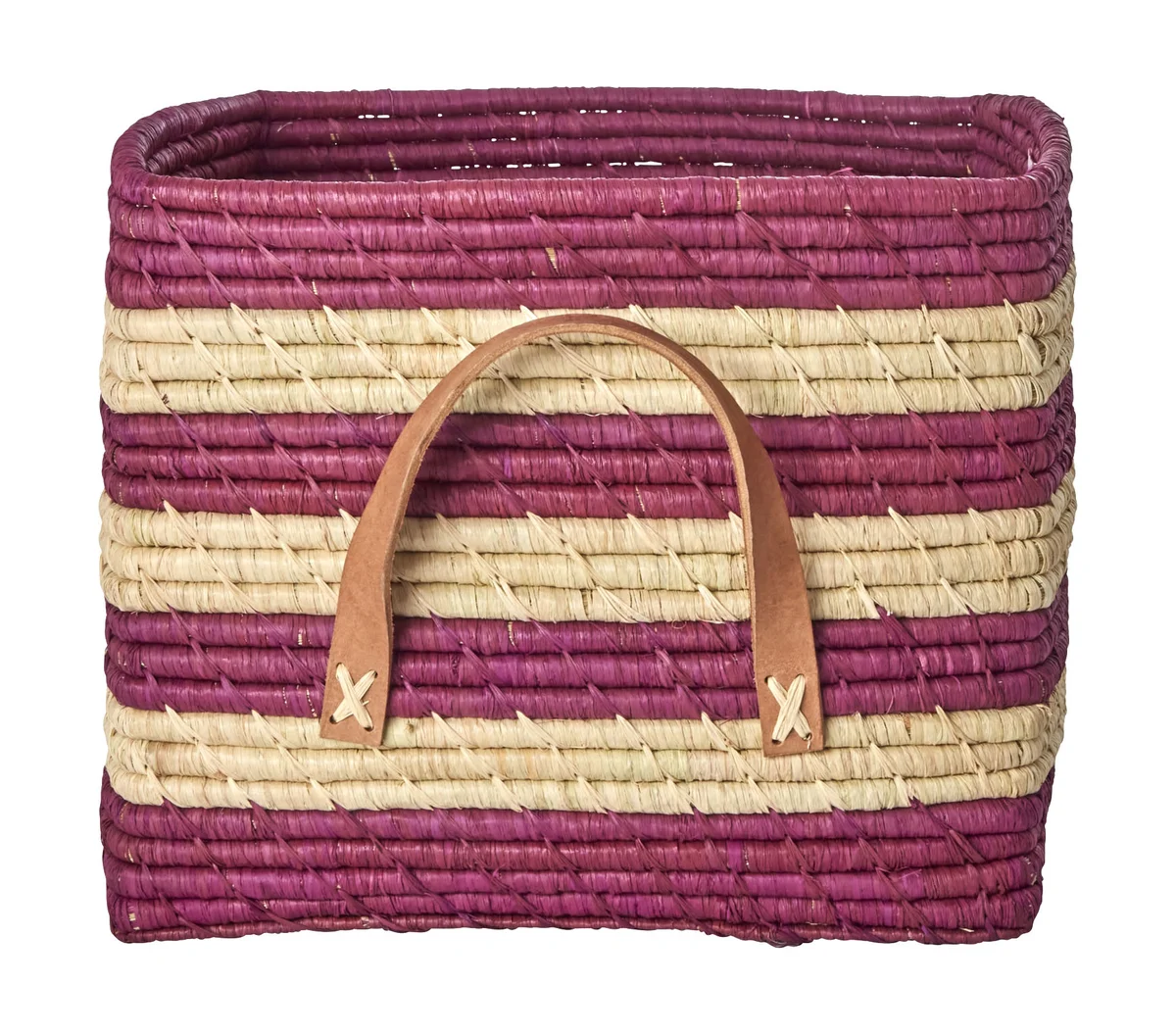 Raffia Aufbewahrungskorb 30 cm Aubergine