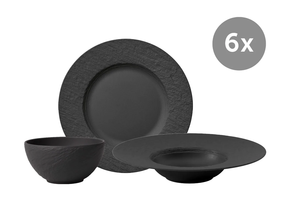 Set Manufacture Rock Speiseteller, Pastateller und Bowl, 18-tlg.