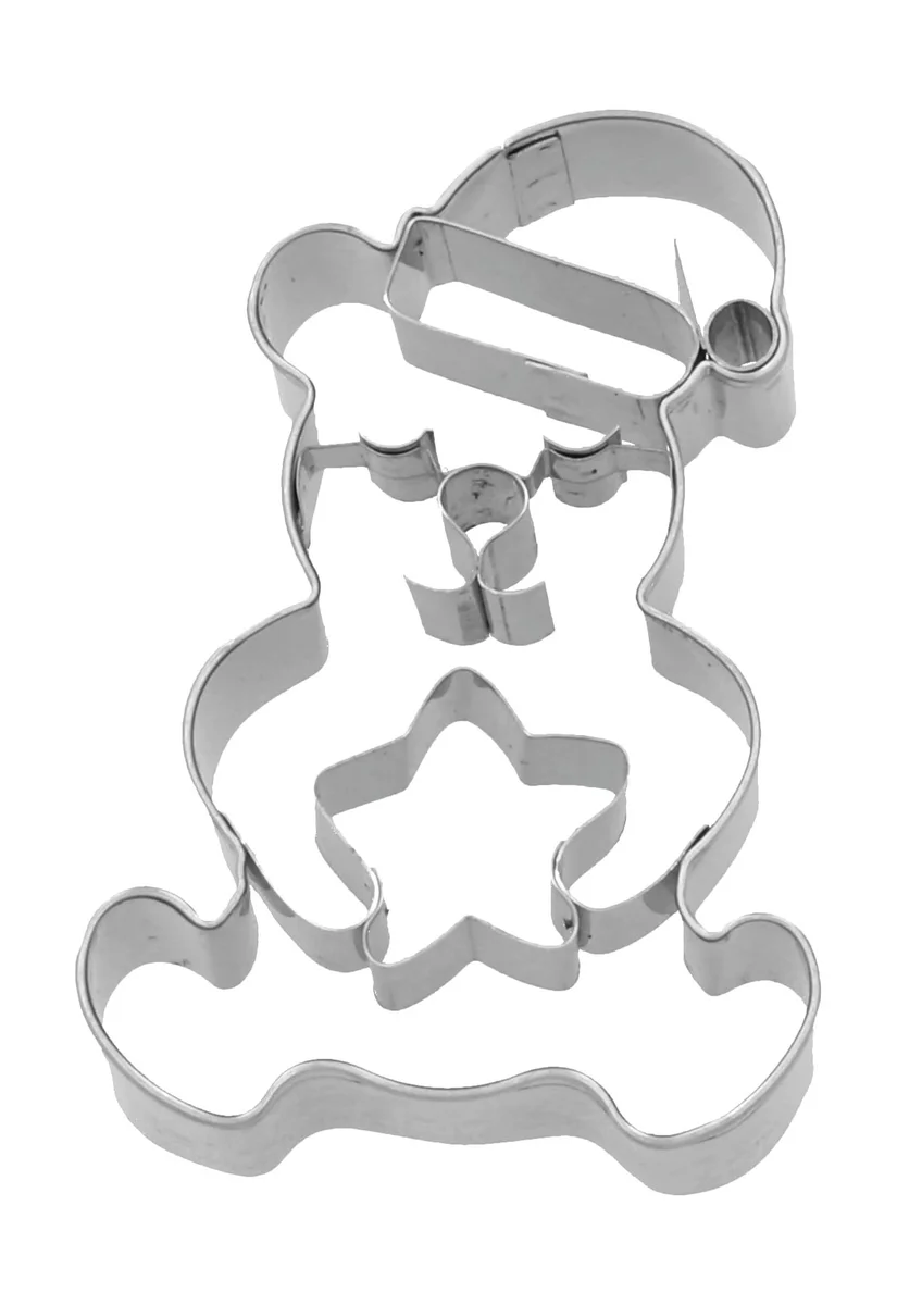 Präge-Ausstecher Weihnachtsteddybär mit Stern 7 cm edelstahl