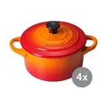 Mini Cocotte 4er Set ofenrot Le Creuset