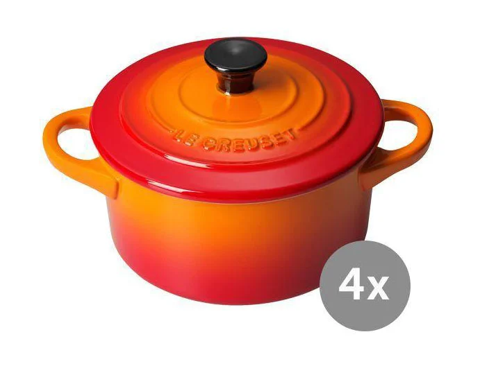 Mini-Cocotte 4er-Set Ofenrot