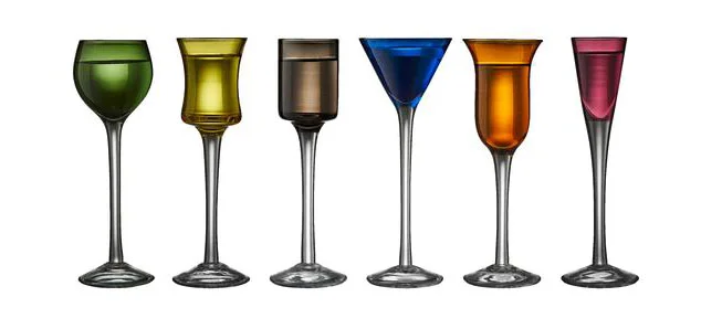 Schnapsglas 6er-Set Farben/Formen sortiert