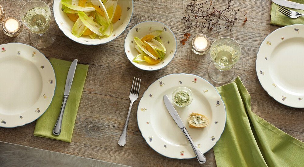 tischwelt Seltmann Weiden Marie Luise Streublume Geschirr Porzellan Tischgedeck Blumengeschirr Blumendekor Teller