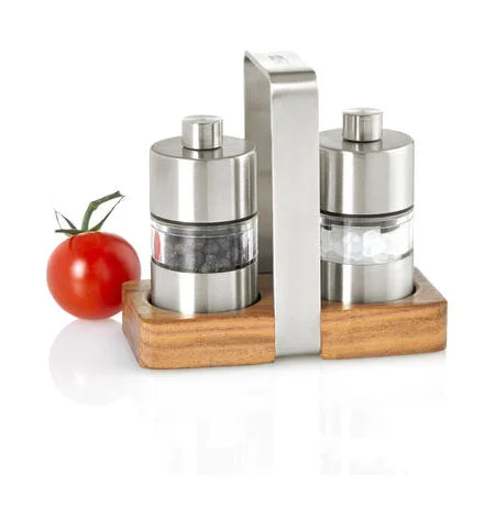 Pfeffer- und Salzmühle Menage 3-tlg. Minimill silber
