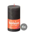 4er Pack Stumpenkerze 130/68 Rustik Shine stürmisches grau 31 Bolsius