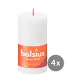4er Pack Stumpenkerze 130/68 Rustik Shine wolkiges weiß 02 Bolsius