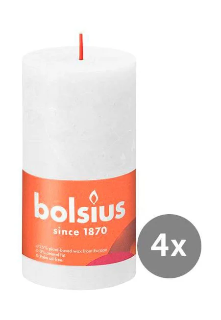 4er Pack Stumpenkerze 130/68 Rustik Shine wolkiges weiß 02