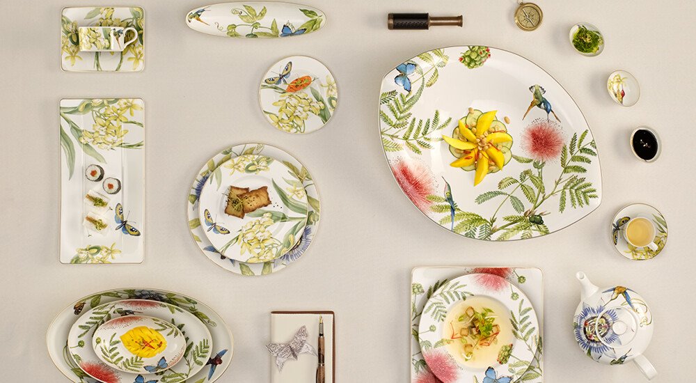 tischwelt-Amazonia-VilleroyBoch-Porzellan-Naturdekor-tropisch-Flora-Motive