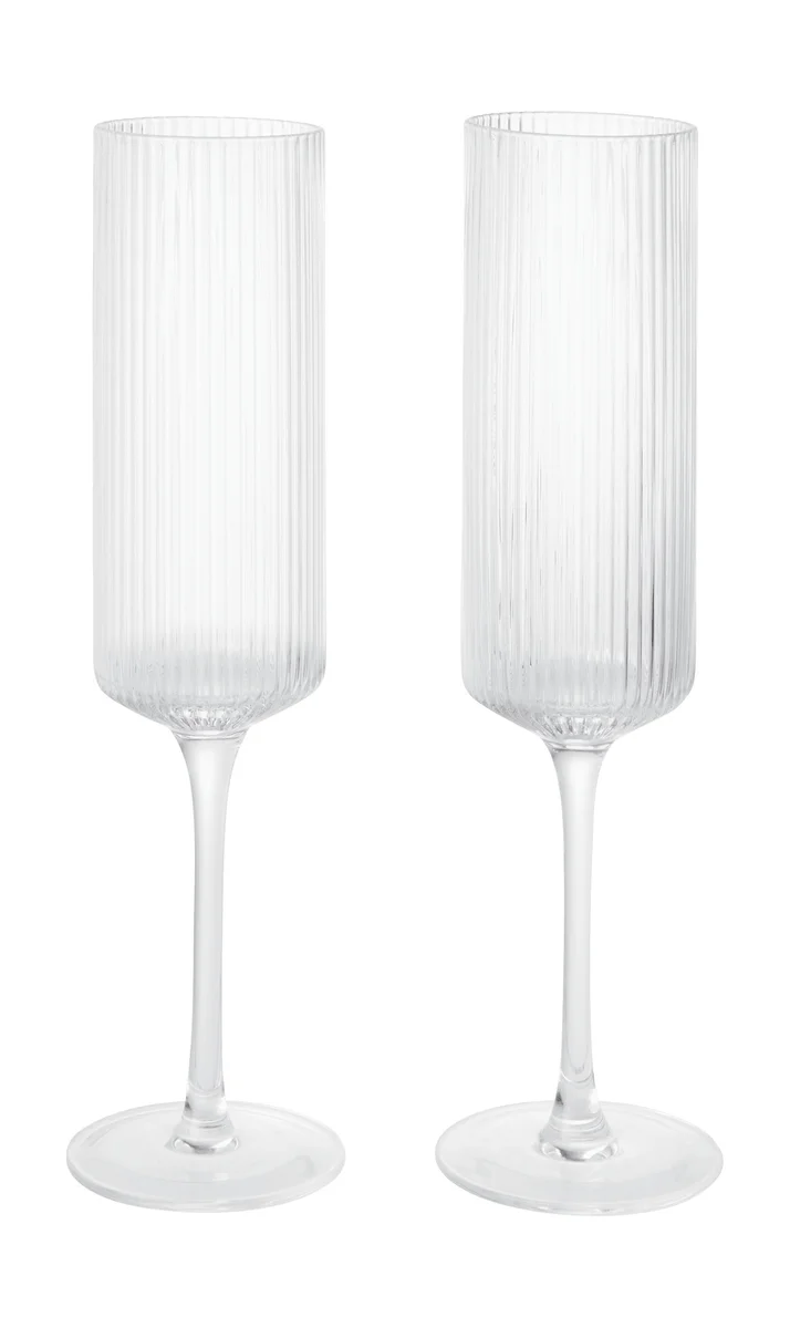 Champagnerflöte 2er-Set Ripple klar