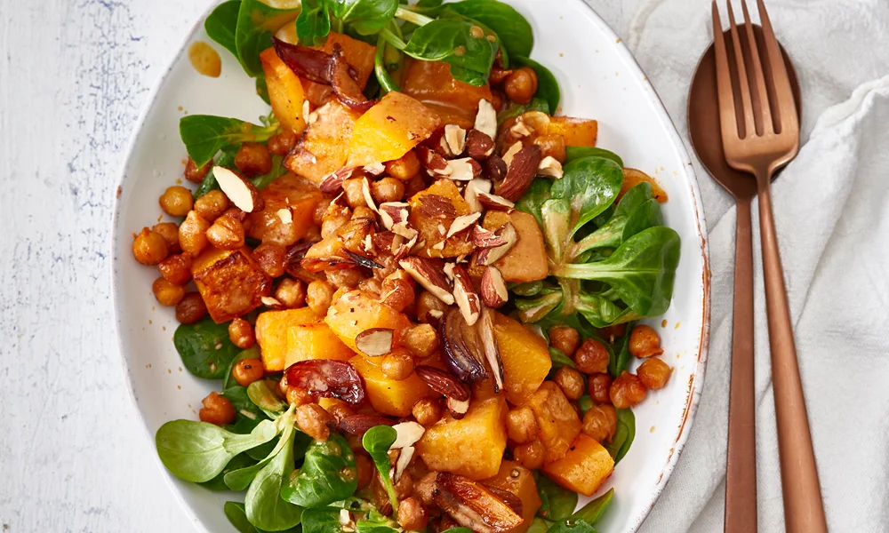 tischwelt Rezept Feierabendküche lauwarmer Kürbis-Kichererbsen-Salat