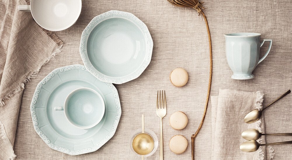 rosenthal maria pale mint beige creme teller geschirr tassen tischgedeck