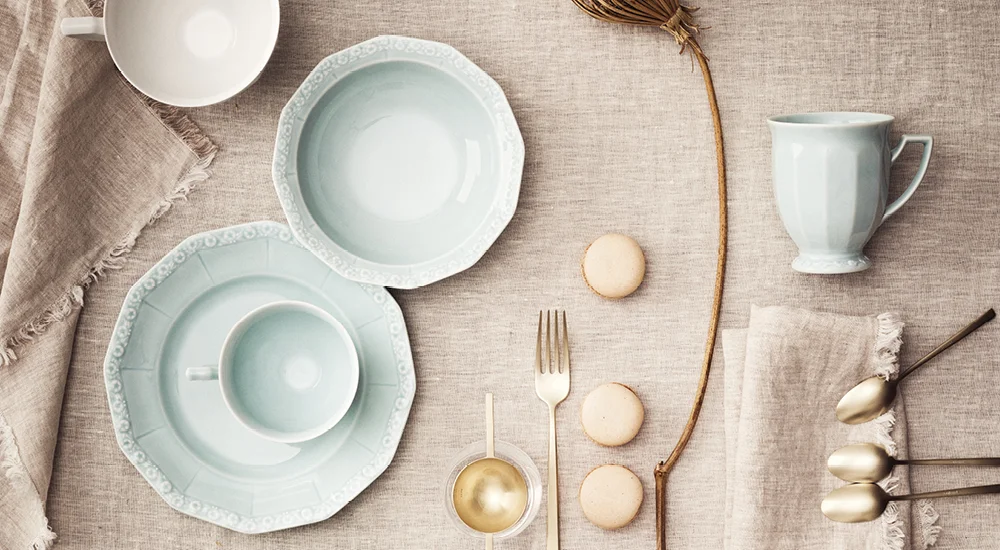rosenthal maria pale mint beige creme teller geschirr tassen tischgedeck