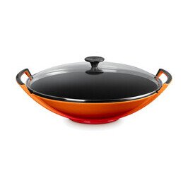 Wok mit Glasdeckel 36 cm Ofenrot Le Creuset