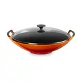 Wok mit Glasdeckel 36 cm Ofenrot Le Creuset