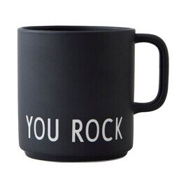 Henkelbecher 8 cm Favourite You Rock schwarz Design Letters