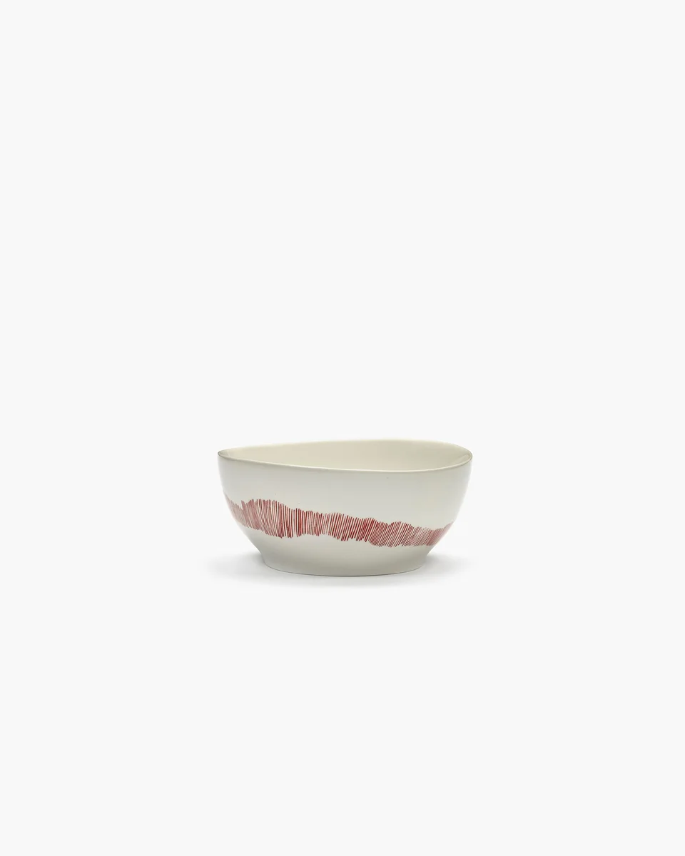 Schüssel S 16 cm Feast weiß/rote Streifen