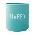 Becher 8 cm Favourite News Happy aqua Design Letters