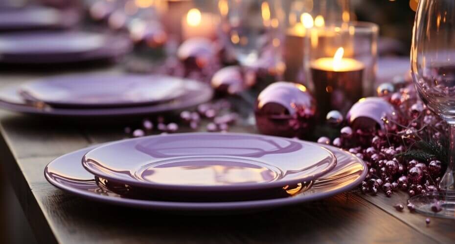 Lila Teller auf einer Tafel