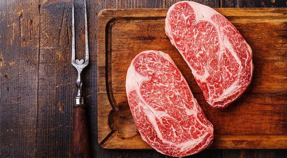 Fleischgabel und Steak