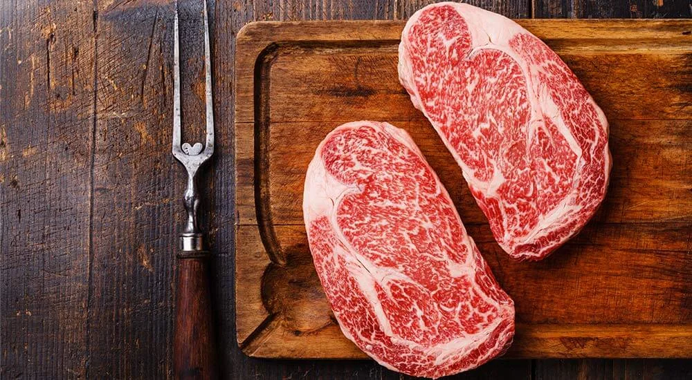 Fleischgabel und Steak