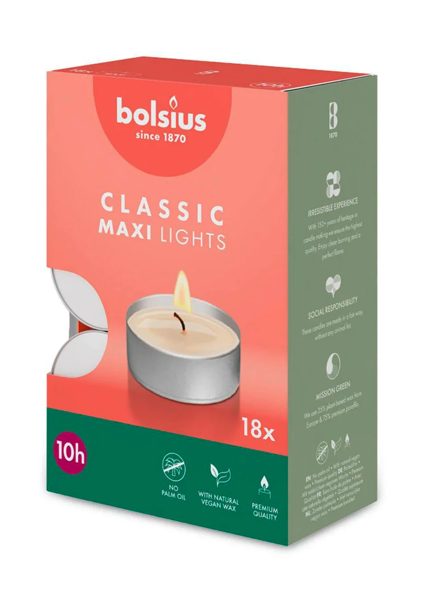 Maxi-Teelichte 18er-Pack silber