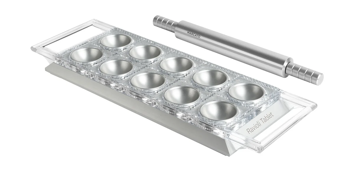 Ravioli Tablett 34x12 cm silber