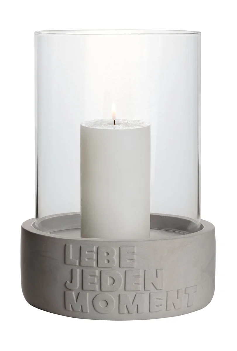Betonwindlicht Lebe jeden Moment 30 cm grau