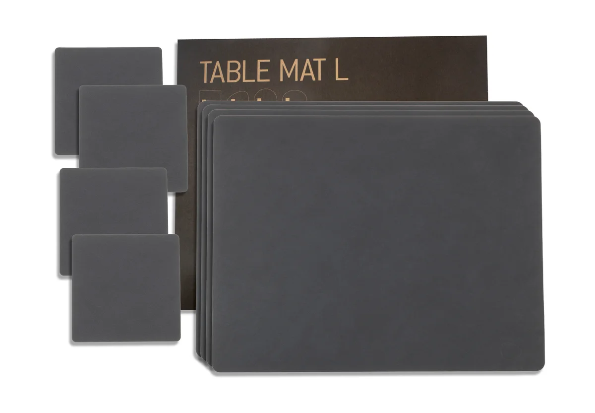 Platz- und Glasuntersetzer Geschenk-Set 8-tlg. Square Nupo anthracite
