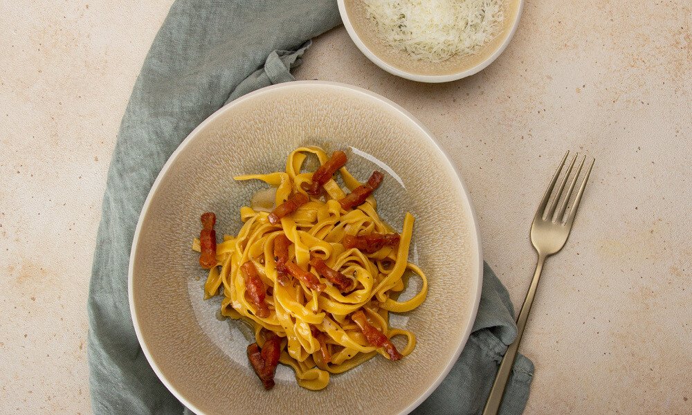 Tagliatelle Carbonara Rezeptidee Nudelteig italienisch 