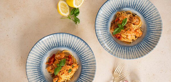 Spaghetti mit Garnelen