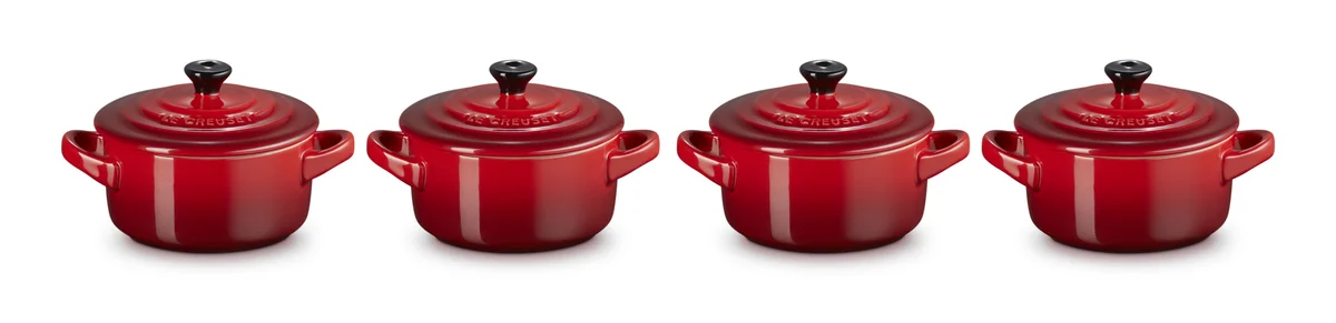 Mini-Cocotte 4er-Set Kirschrot